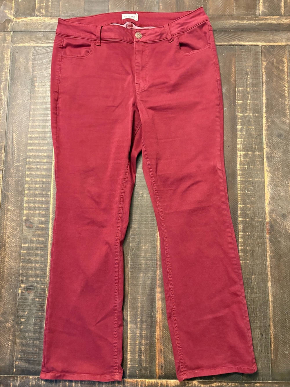 Maurices Burgundy High Rise Slim Bootcut Pants Women’s 14 Petite Classic Stretch